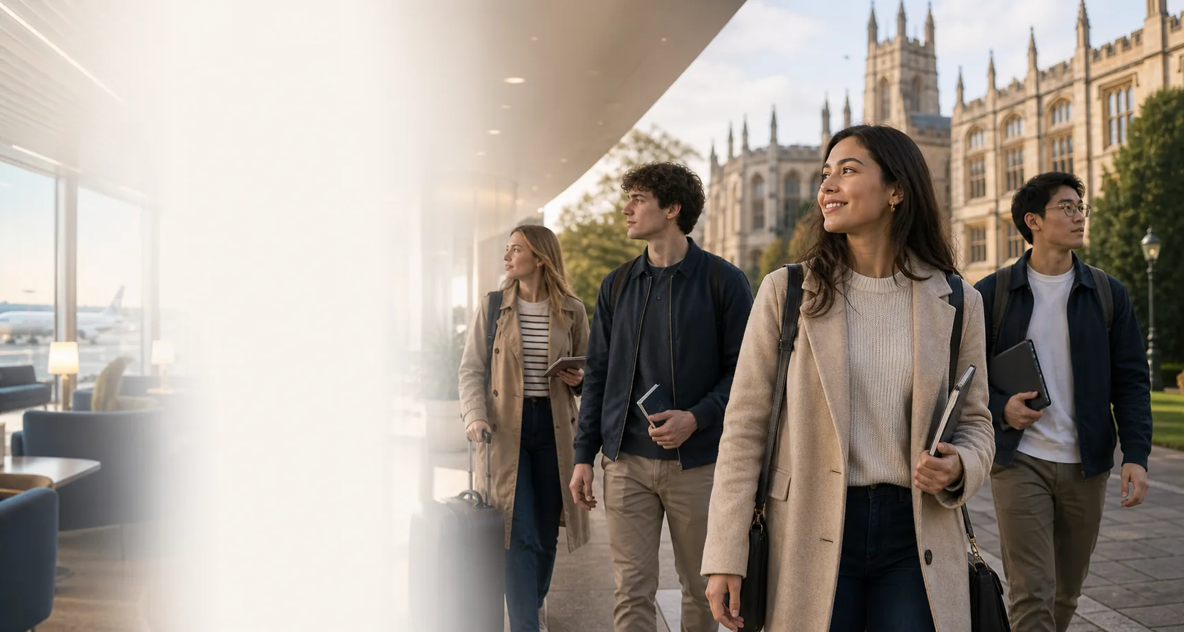 International students preparing for university travel and study in the United Kingdom.