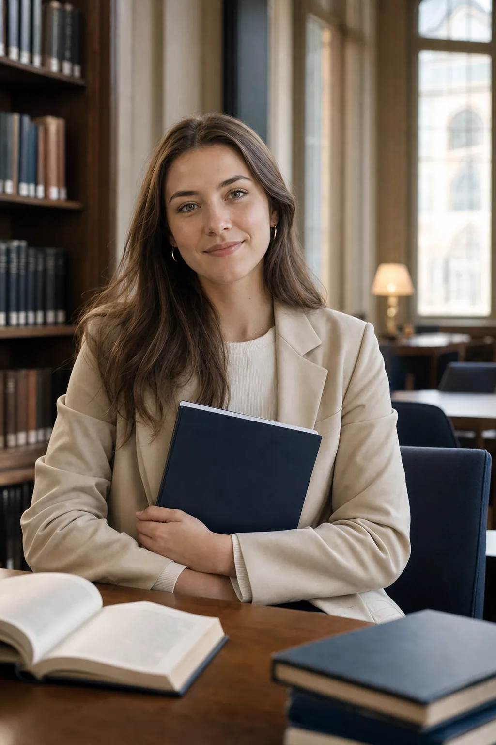 A prospective student in a university study environment.